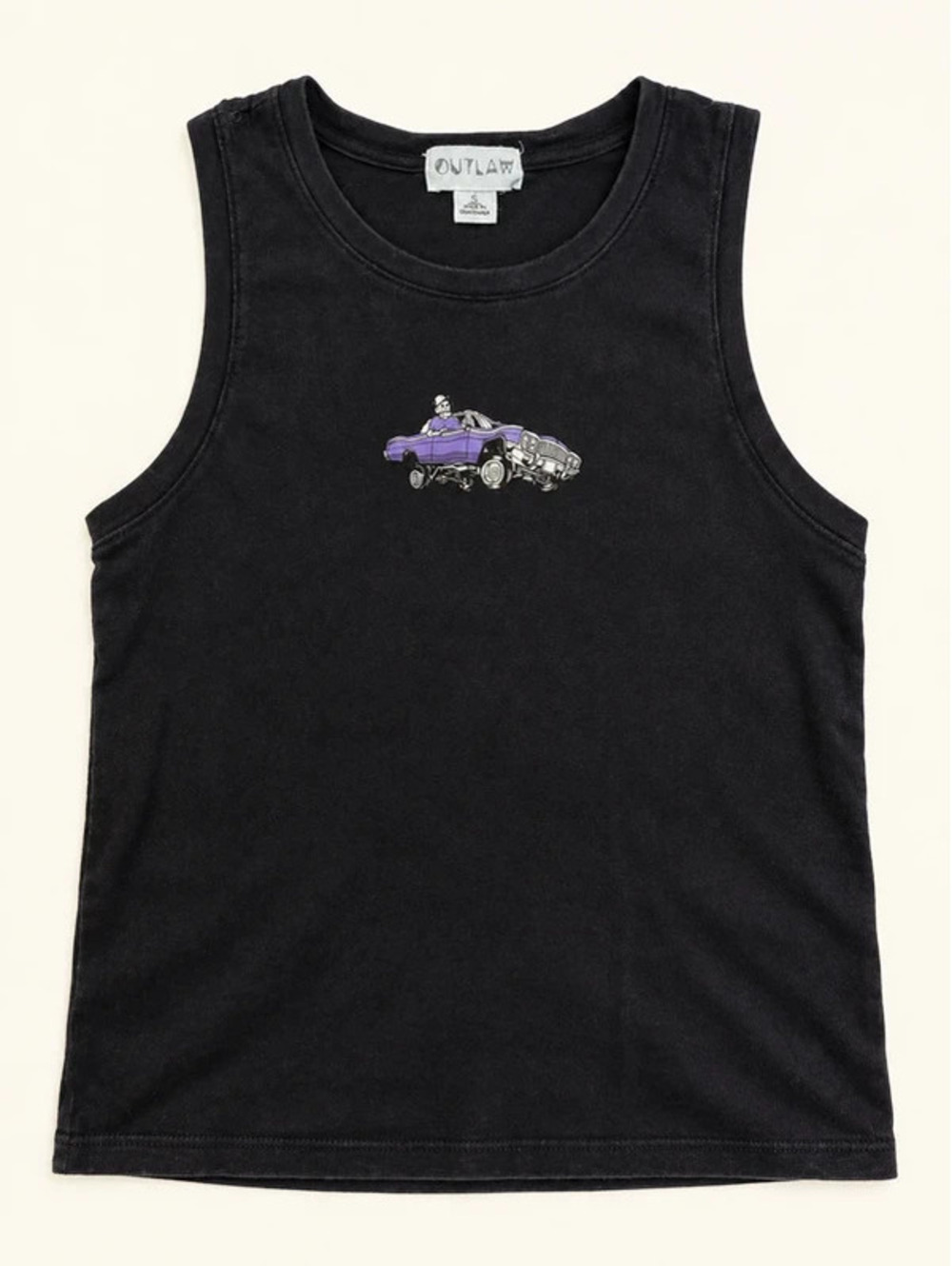 Outlaw Black Purple Lowrider Skeleton Graphic Tank Top Size Small